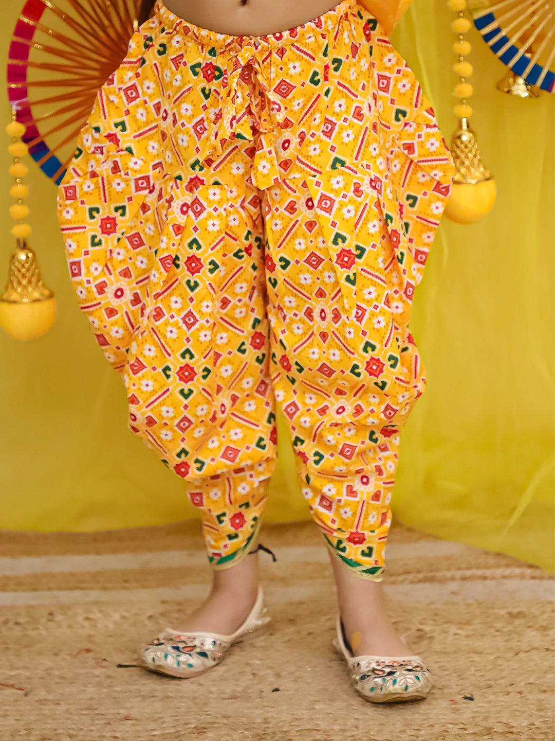 BownBee Pure Cotton Embroidered Navratri Kedia With Dhoti For Girls