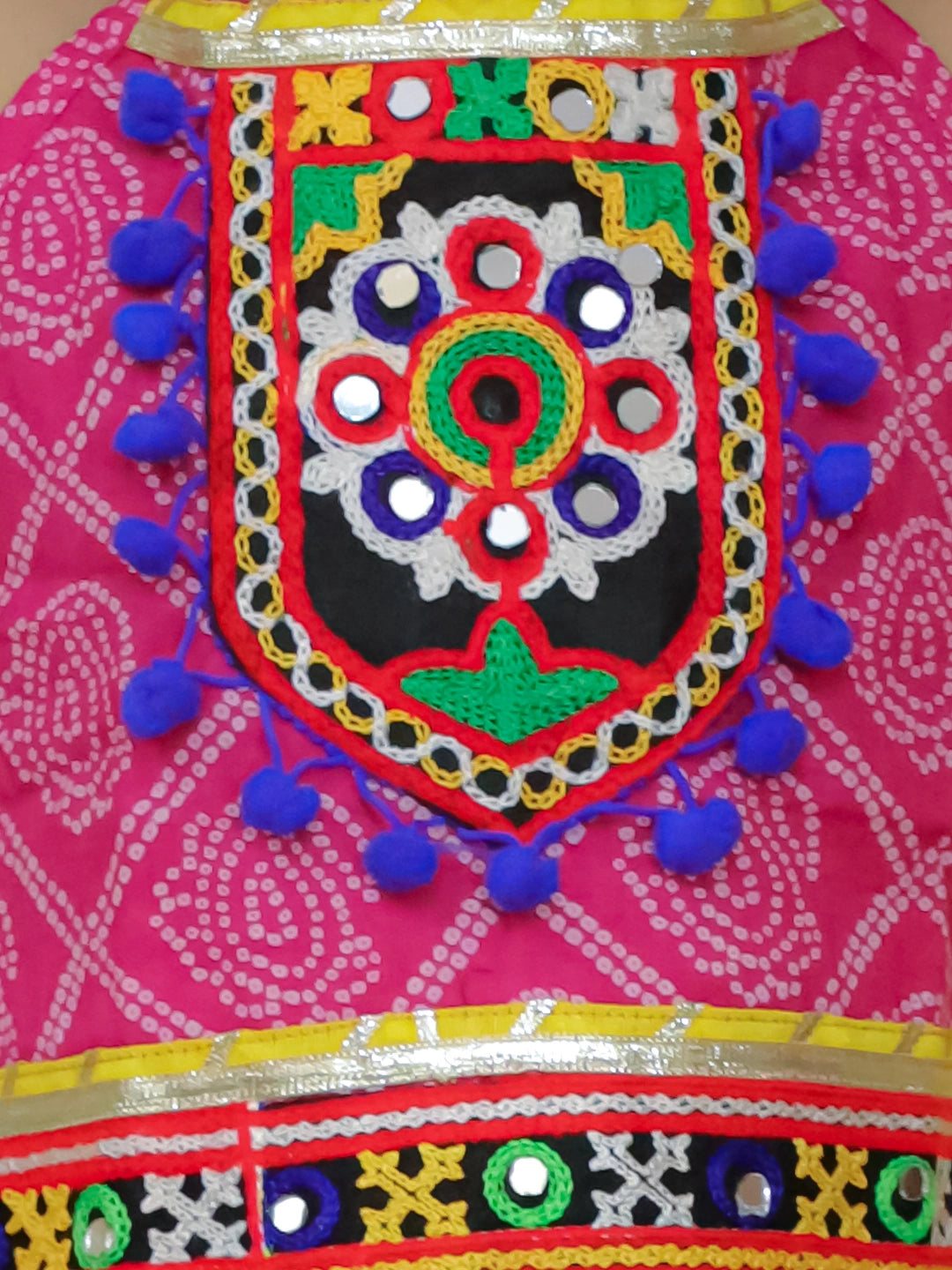 BownBee Pure Cottn Embroidered Choli With Mirror Work Dhoti For Girls