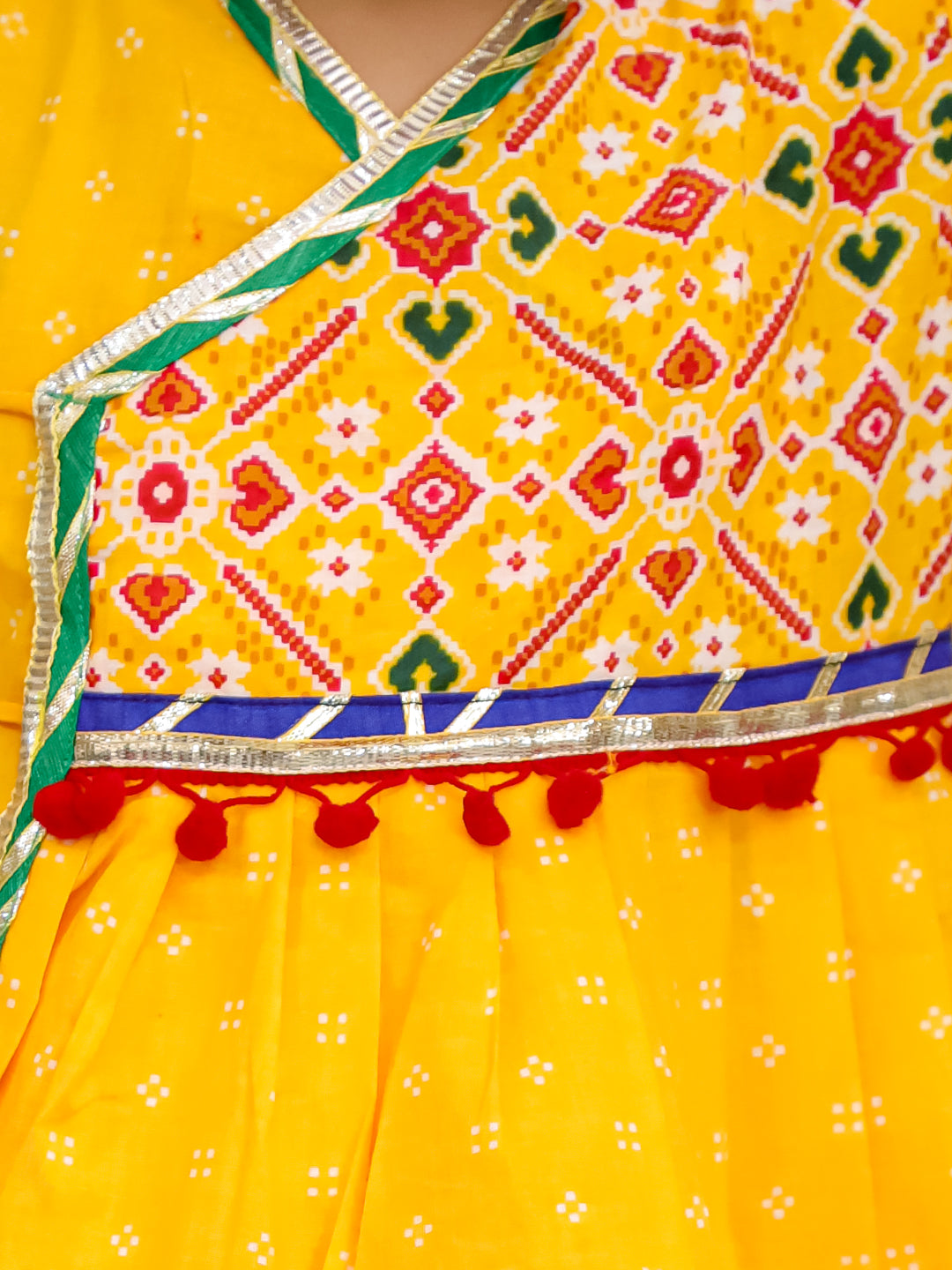 BownBee Pure Cotton Embroidered  Navratri Angarakha Style Kedia With Dhoti For Boys - Yellow