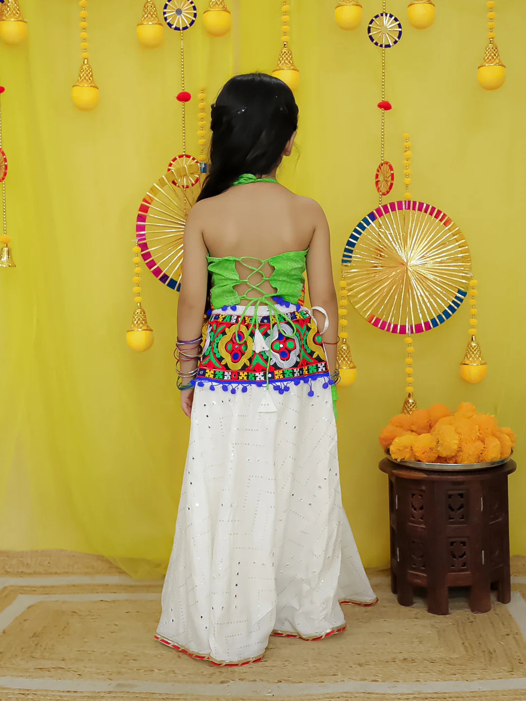 BownBee Pure Cotton Embroidered Navratri Lehenga Choli For Girls