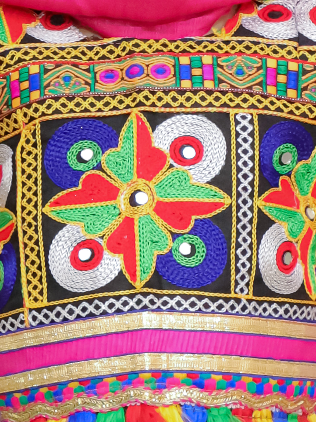 BownBee Pure Cotton Embroidered Navratri Chaniya Choli & Dupatta set For Girls -  Pink