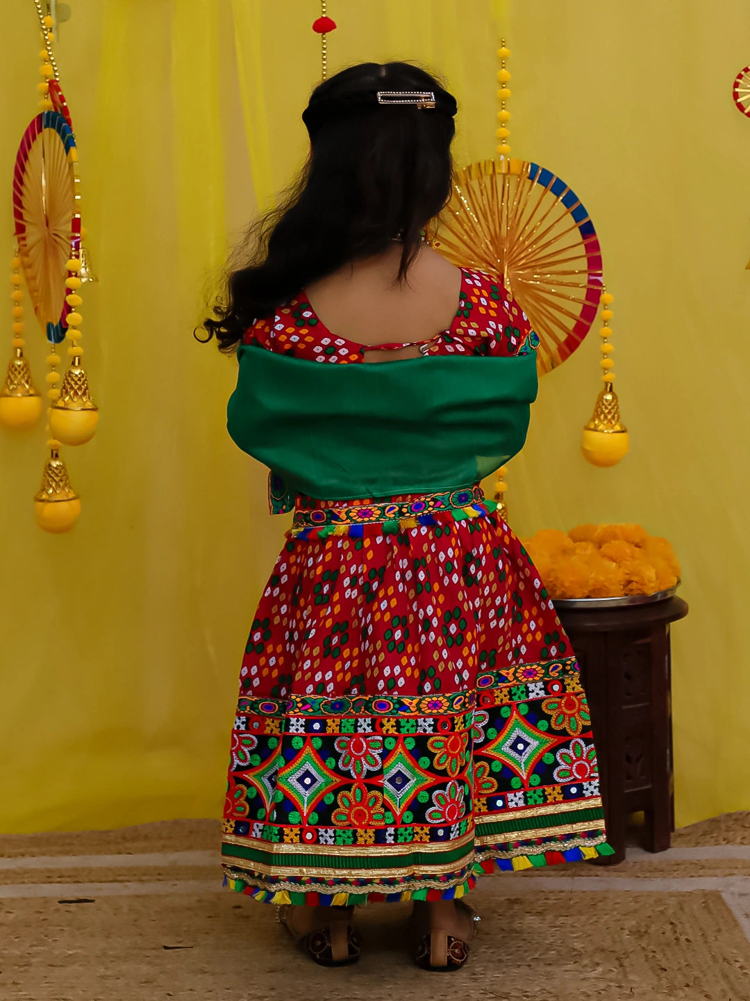 BownBee Pure Cotton Embroidered Navratri Chaniya Choli & Dupatta set For Girls