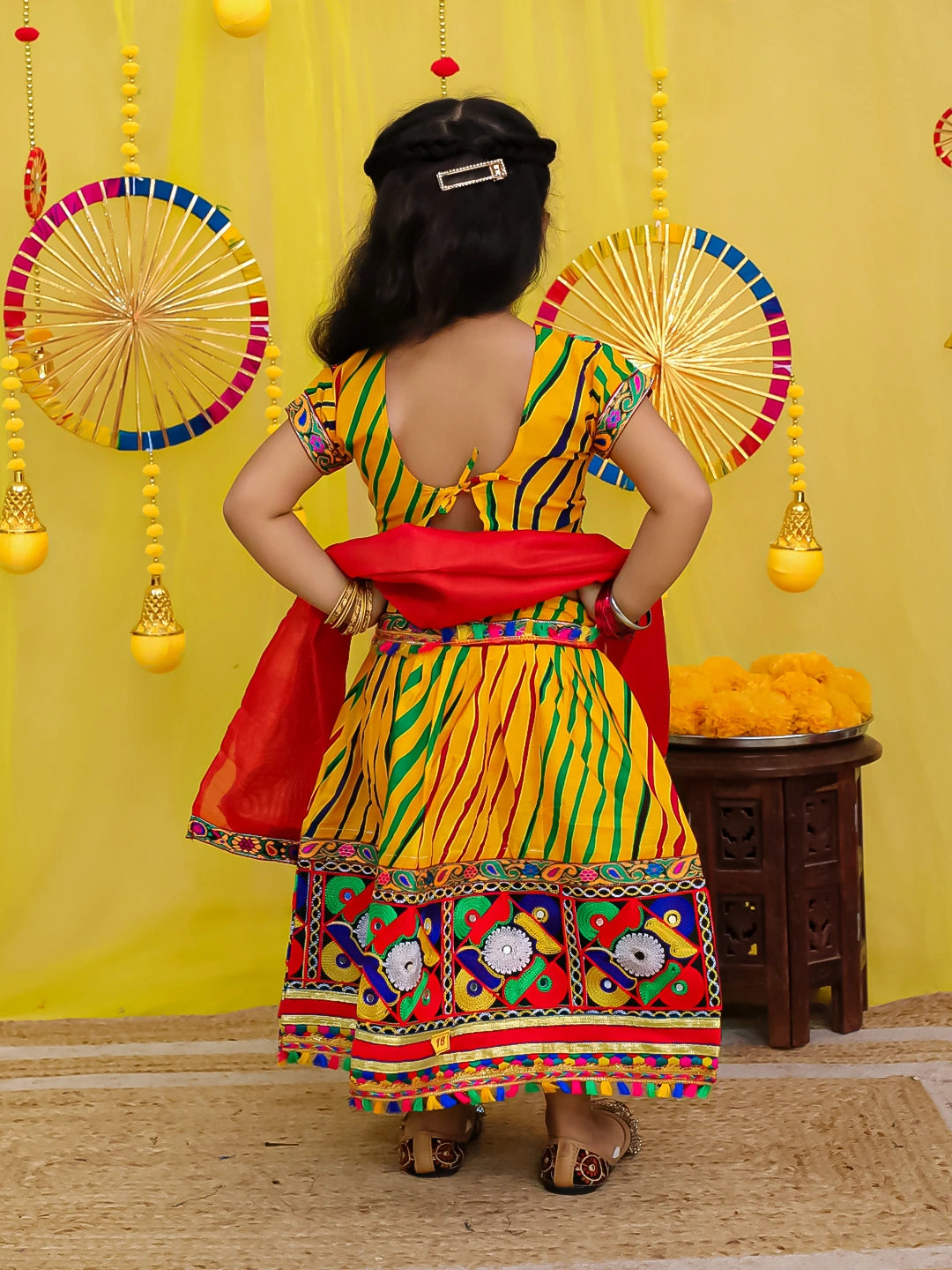 BownBee Pure Cotton Embroidered Navratri Chaniya Choli & Dupatta set For Girls