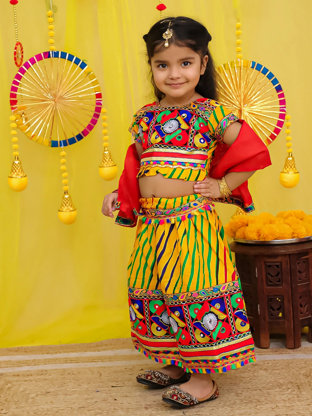 BownBee Pure Cotton Embroidered Navratri Chaniya Choli & Dupatta set For Girls