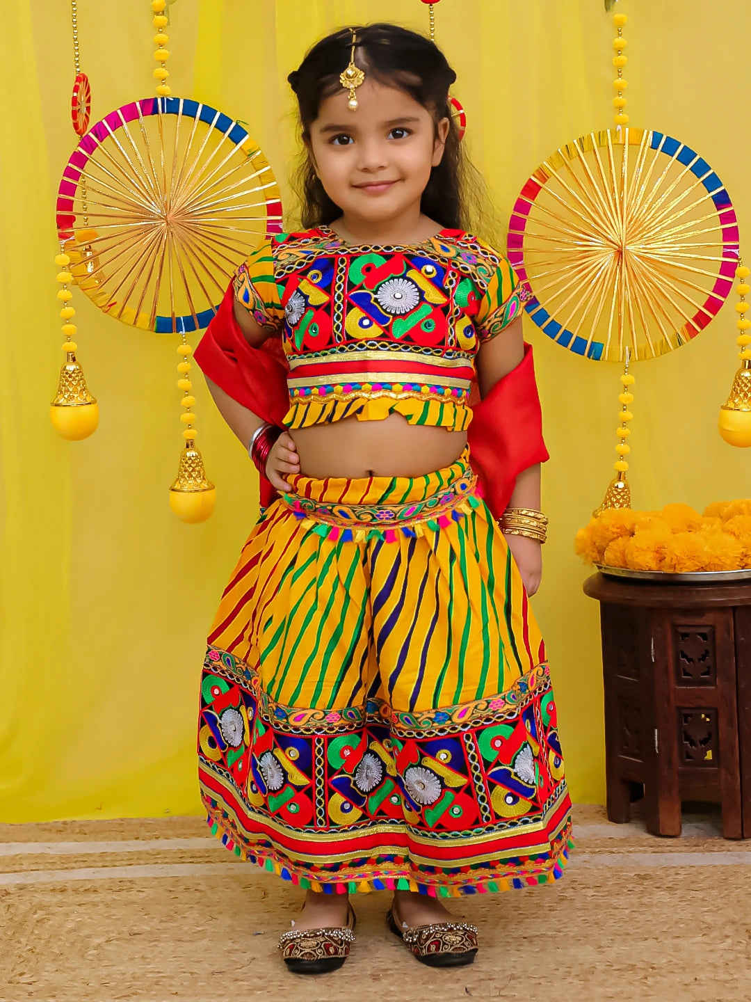 BownBee Pure Cotton Embroidered Navratri Chaniya Choli & Dupatta set For Girls