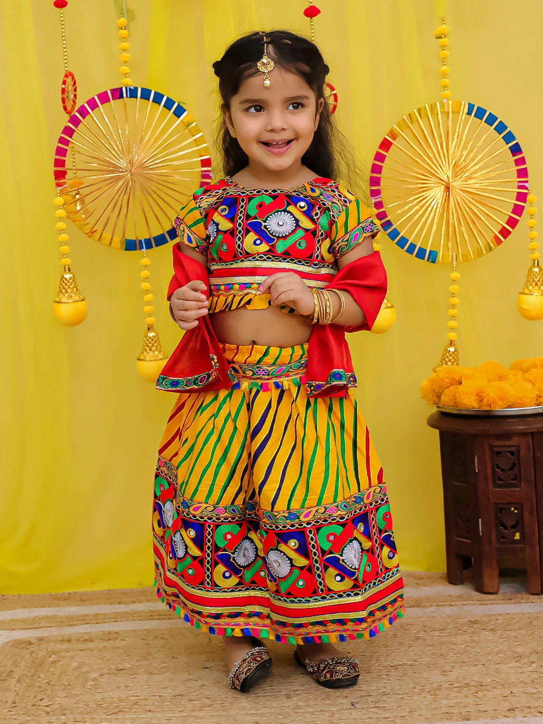 BownBee Pure Cotton Embroidered Navratri Chaniya Choli & Dupatta set For Girls