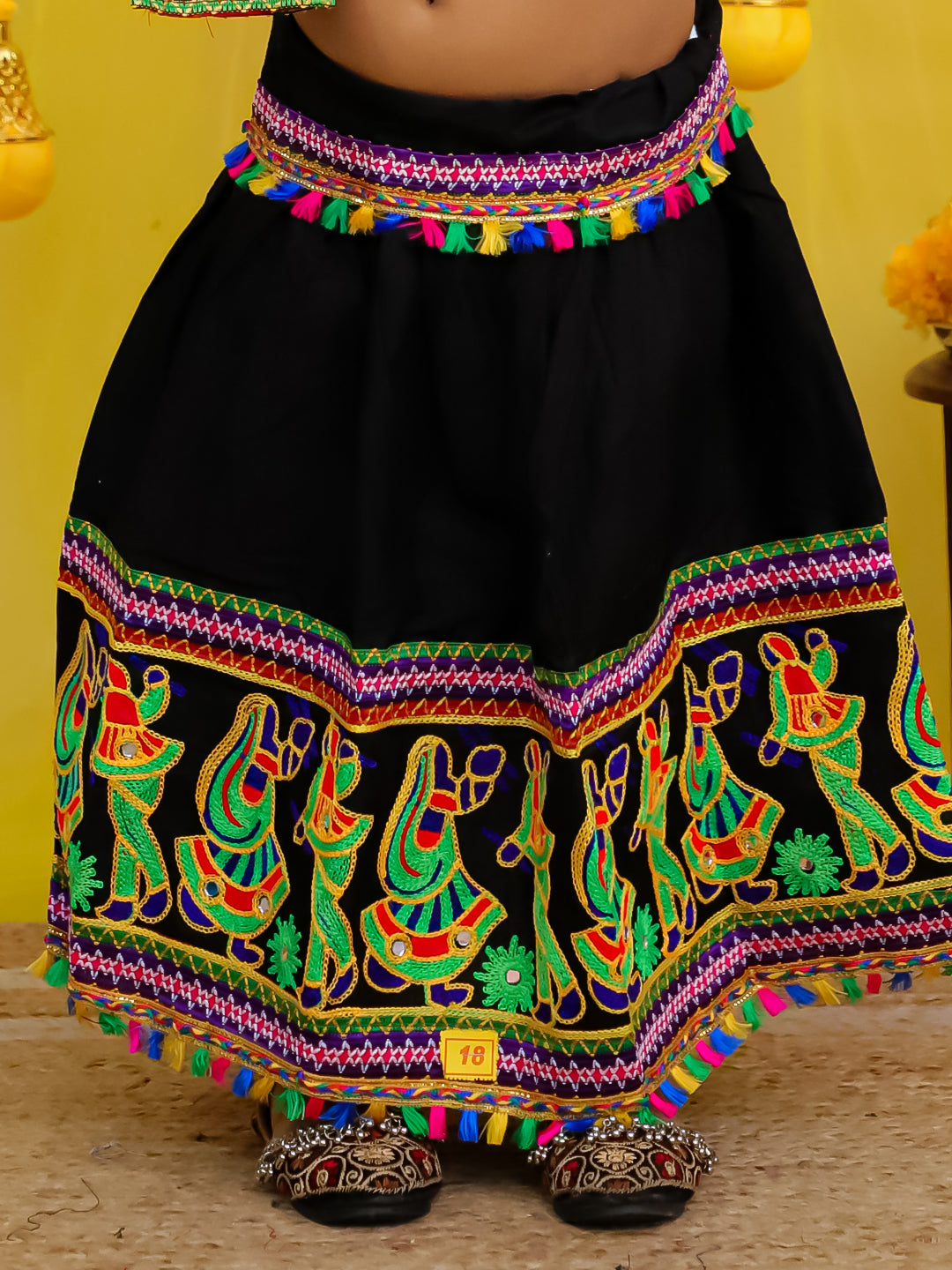 BownBee  Pure Cotton Embroidered Navratri Chaniya Choli & Dupatta set For Girls - Yellow
