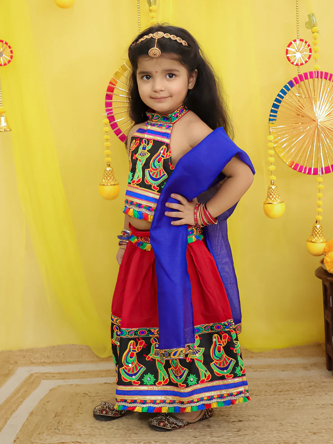BownBee  Pure Cotton Embroidered Navratri Chaniya Choli & Dupatta set For Girls