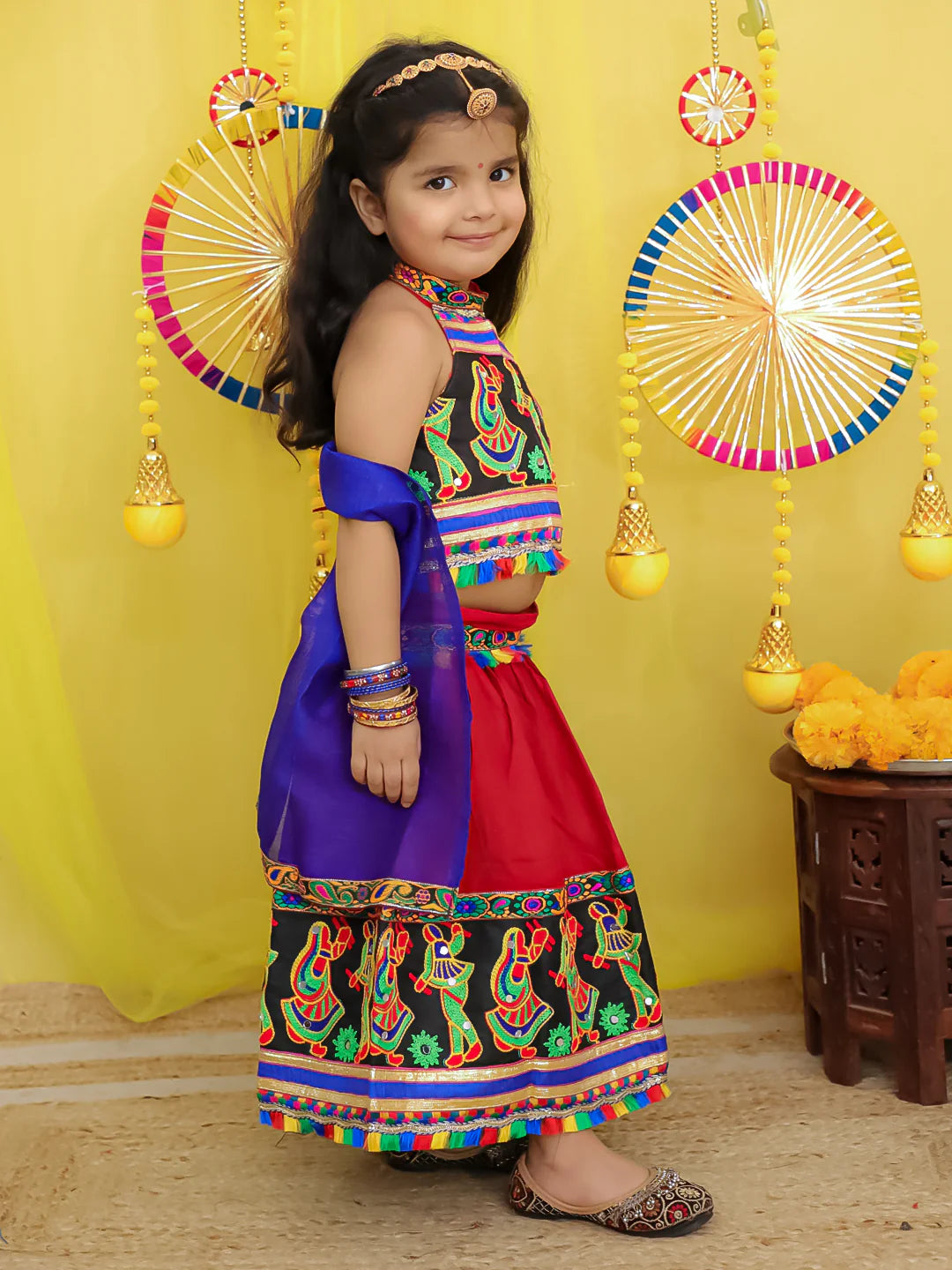 BownBee  Pure Cotton Embroidered Navratri Chaniya Choli & Dupatta set For Girls