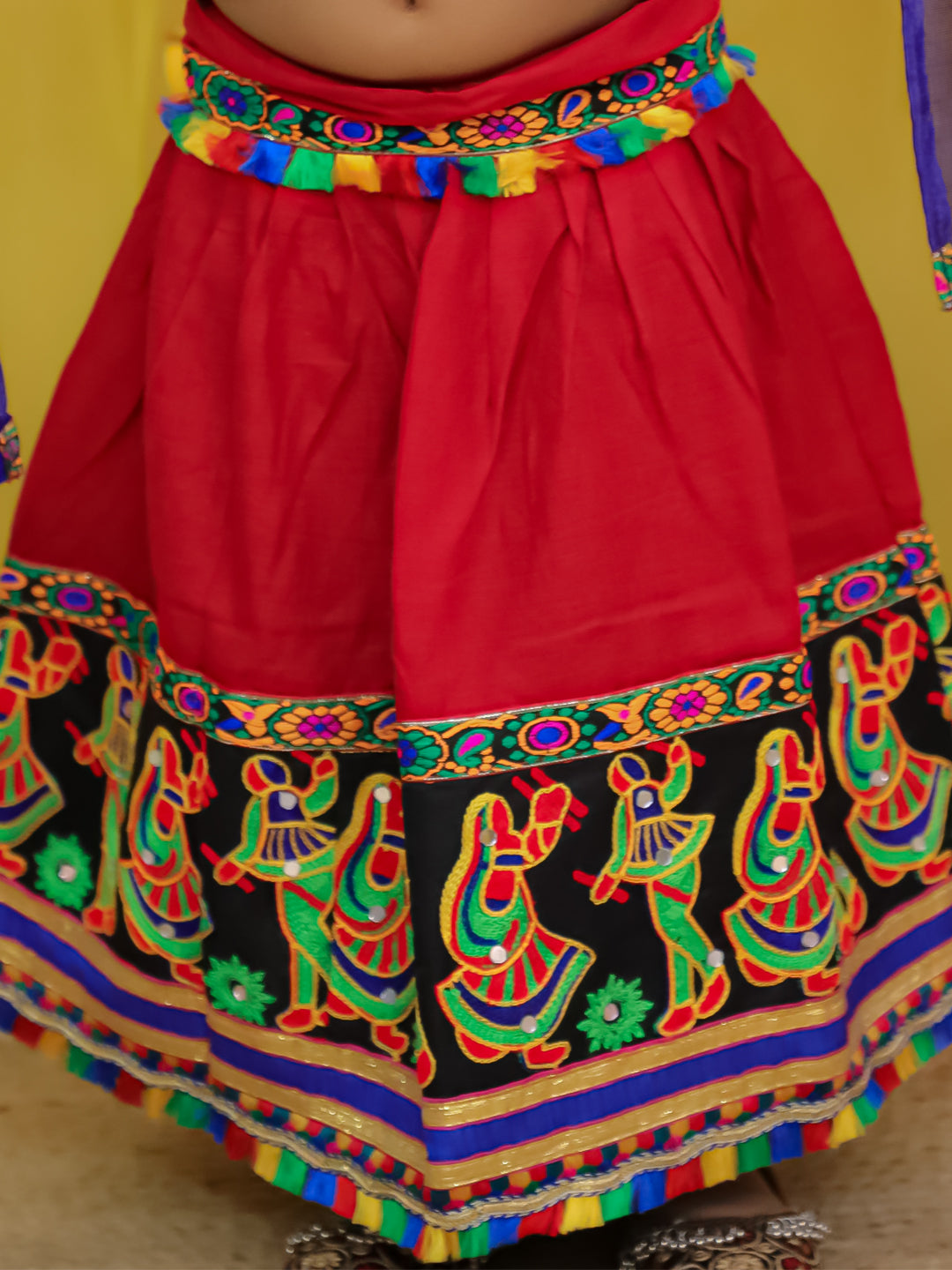 BownBee  Pure Cotton Embroidered Navratri Chaniya Choli & Dupatta set For Girls - Yellow