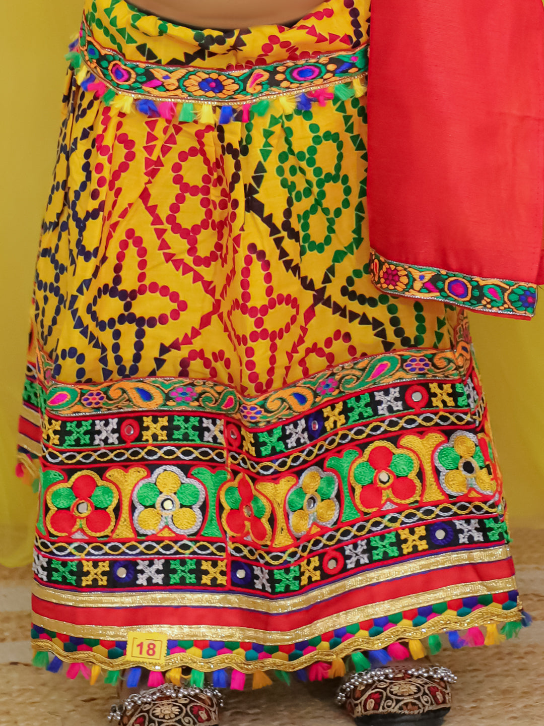 BownBee Pure Cotton Embroidered Navratri Chaniya Lehanga Choli & Dupatta set For Girls - Yellow