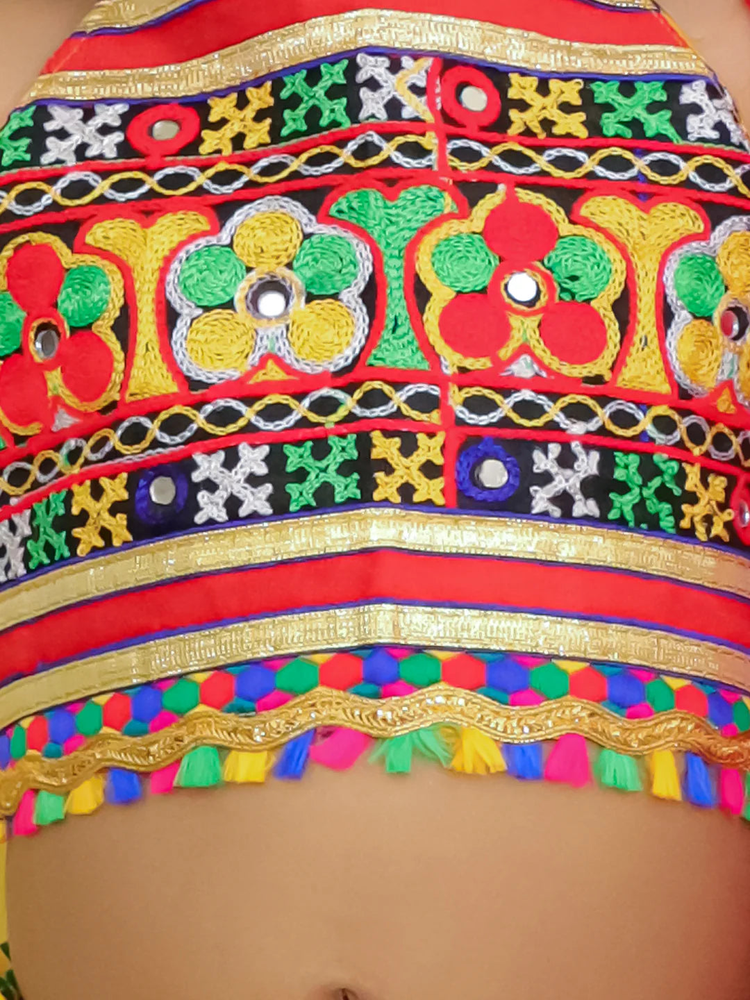 BownBee Pure Cotton Embroidered Navratri Chaniya Lehanga Choli & Dupatta set For Girls