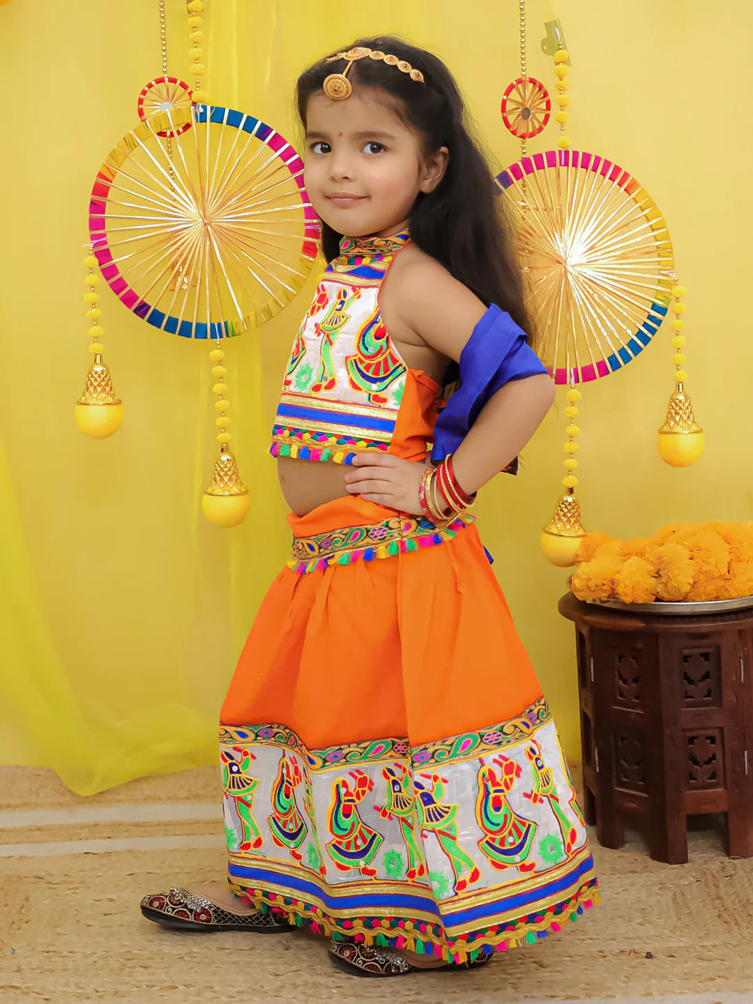 BownBee  Pure Cotton Embroidered Navratri Chaniya Choli & Dupatta set For Girls