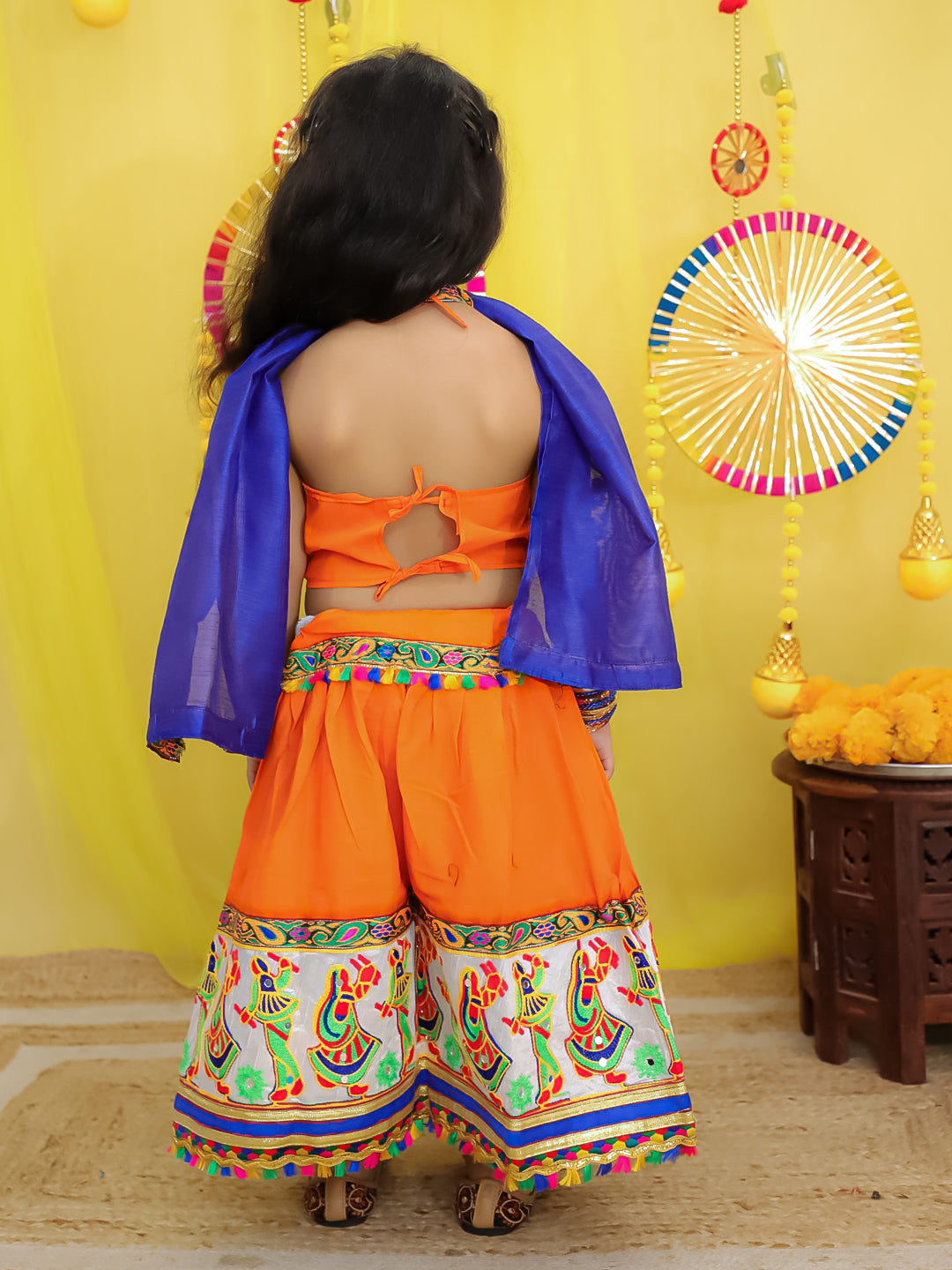 BownBee  Pure Cotton Embroidered Navratri Chaniya Choli & Dupatta set For Girls - Pink