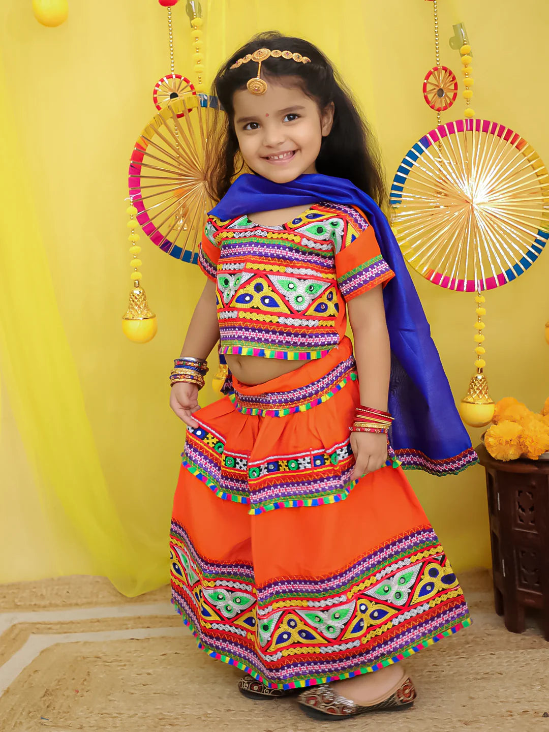 BownBee  Pure Cotton Embroidered Navratri Chaniya Choli & Dupatta set For Girls