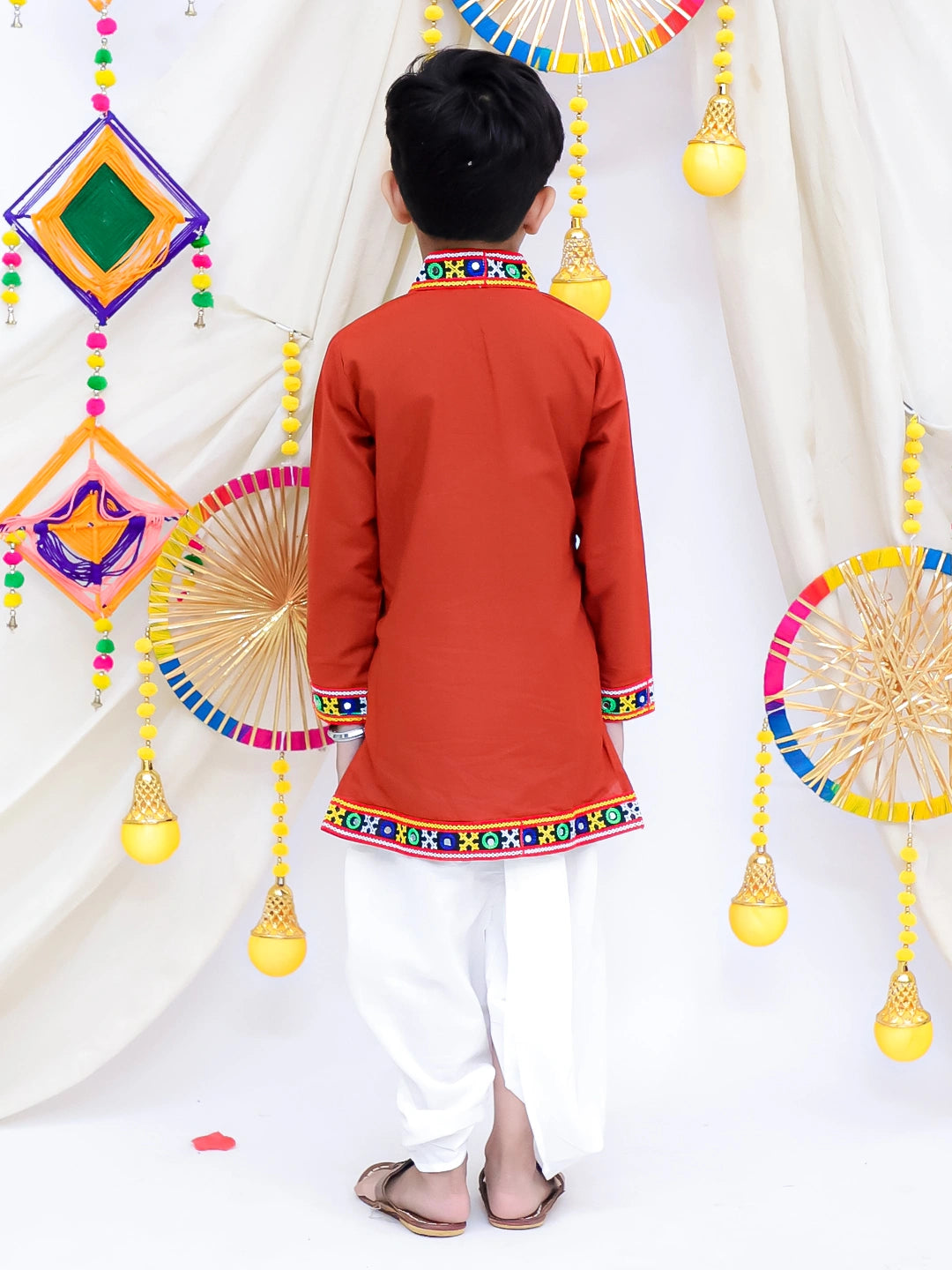 BownBee Festive Angrakha Style Dhoti Kurta Set For Boys