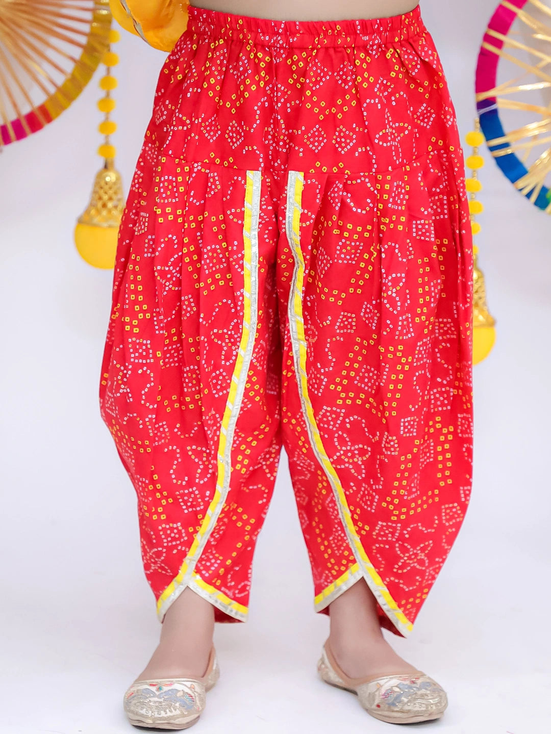 Bownbee Mirror Work Halter Top With Dhoti Set For Girls