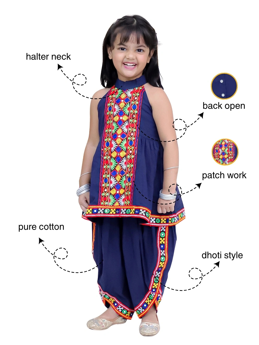 Bownbee Pure Cotton Halter Top With Dhoti Set For Girls
