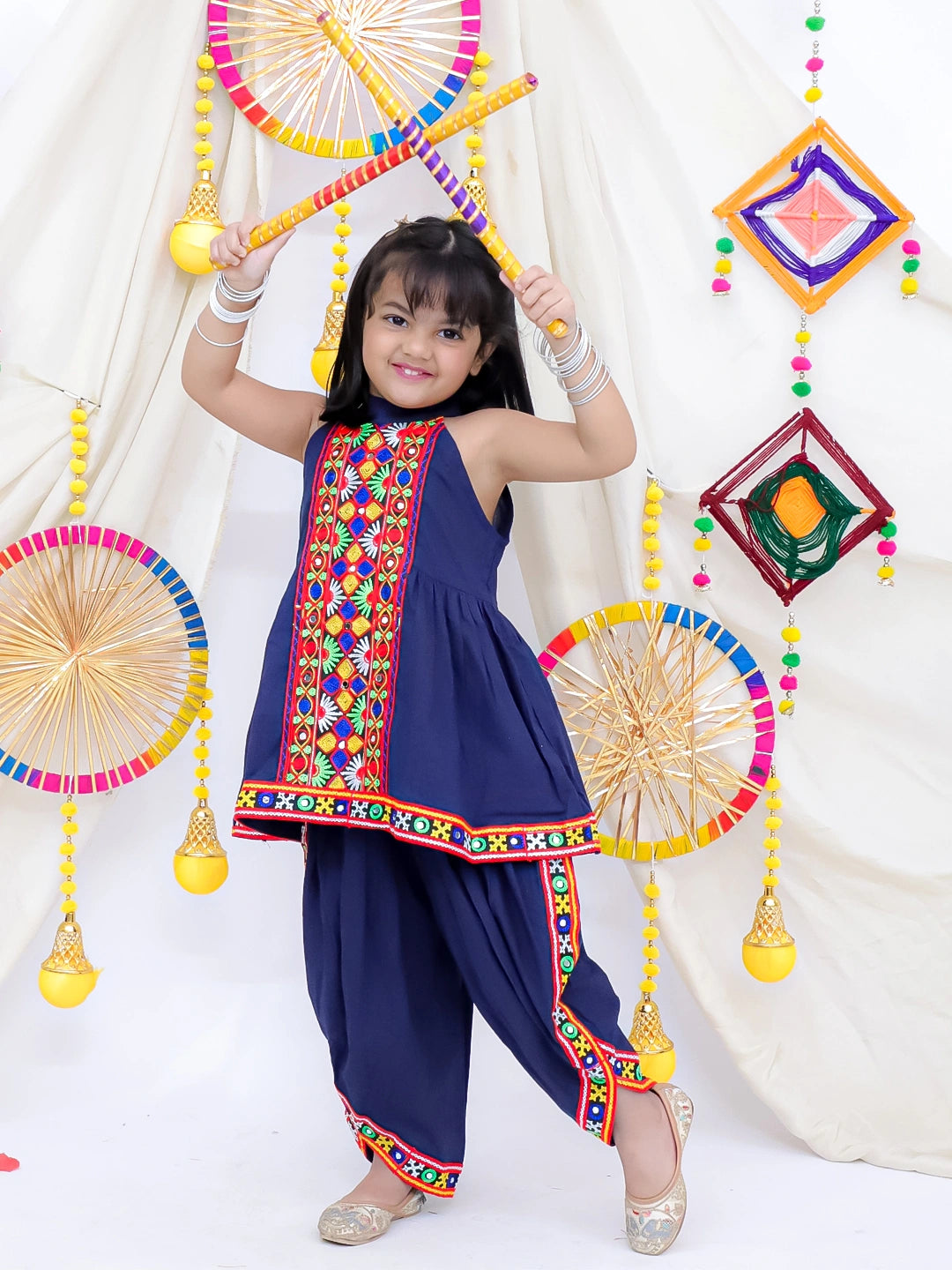 Bownbee Pure Cotton Halter Top With Dhoti Set For Girls