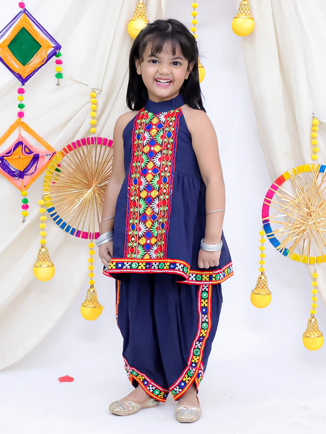 Bownbee Pure Cotton Halter Top With Dhoti Set For Girls
