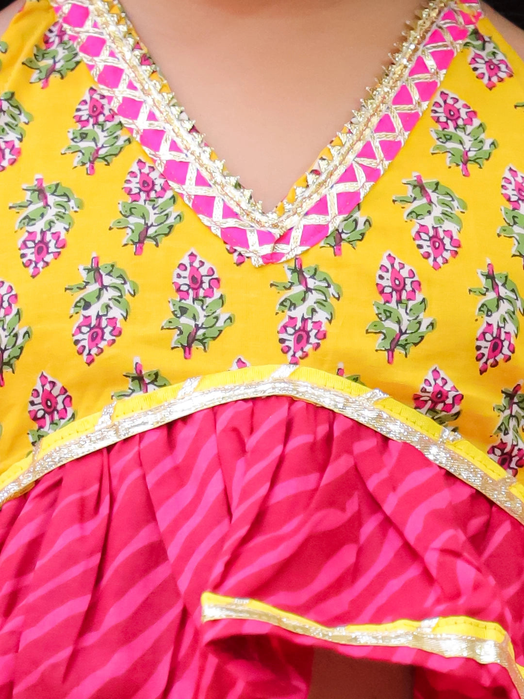 BownBee Pure Cotton Multicolored Lehenga Choli & Dupatta Set For Girls