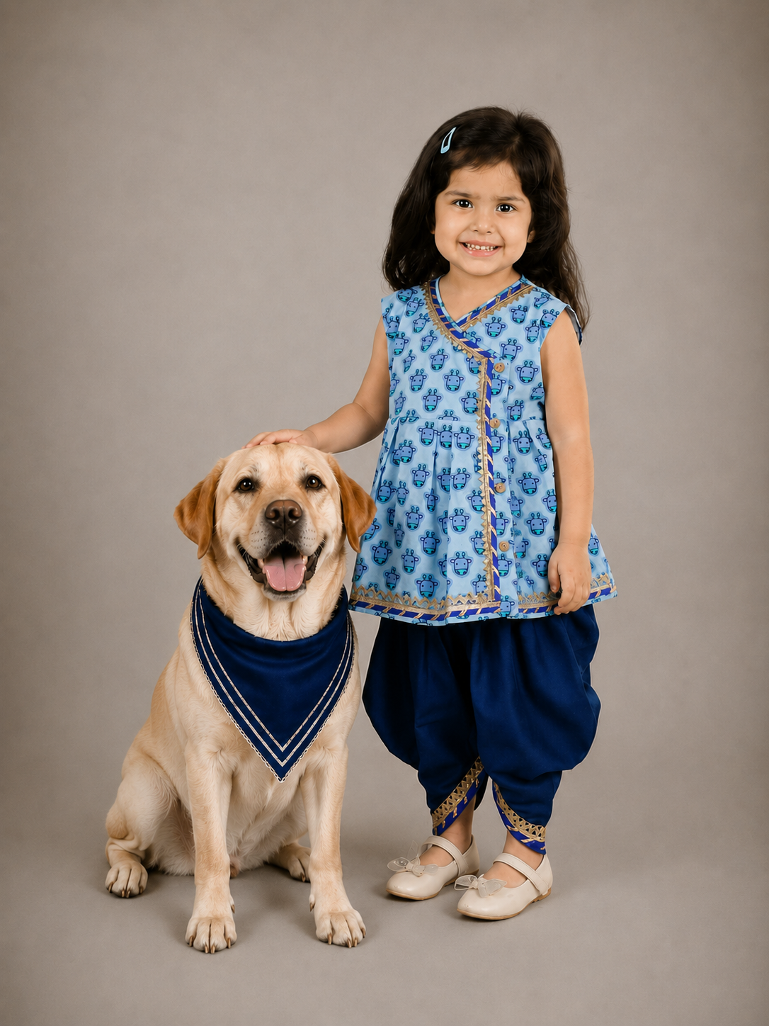 BownBee Pure Cotton Ethnic suit & Bandana Set Combo