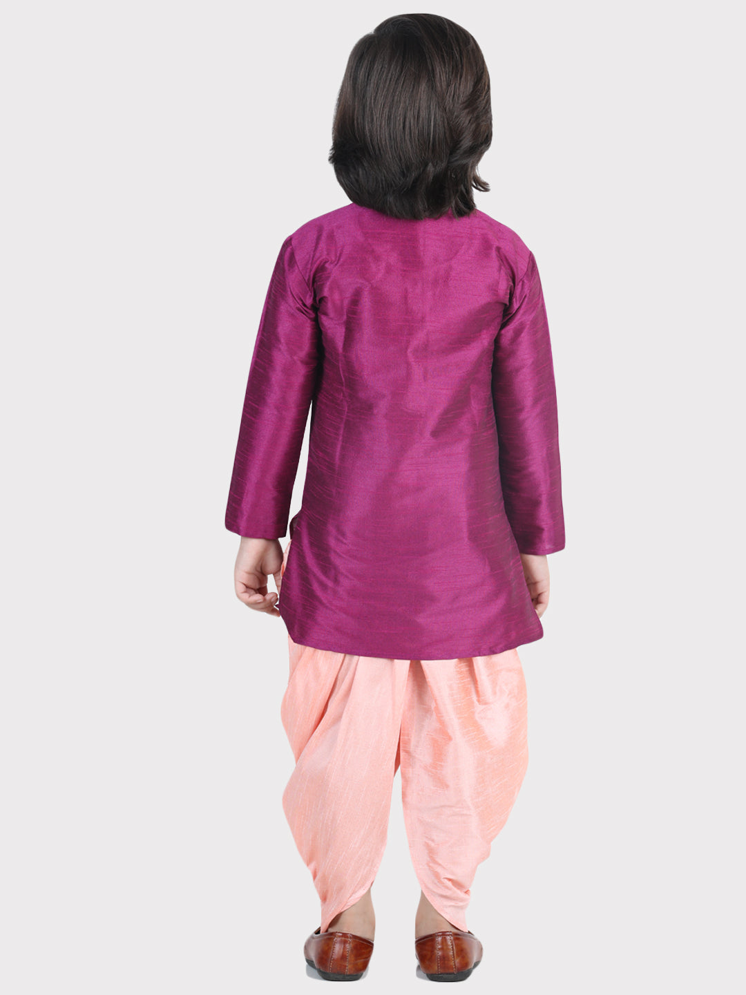 BownBee Sibling Hand Embroidered Dhoti Kurta and Silk Indo Western Dhoti Purple