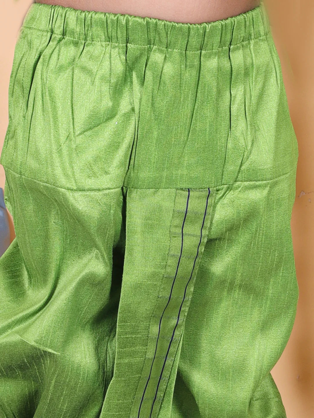 BownBee Boys Ethnic Full Sleeve Silk Border Dhoti Kurta