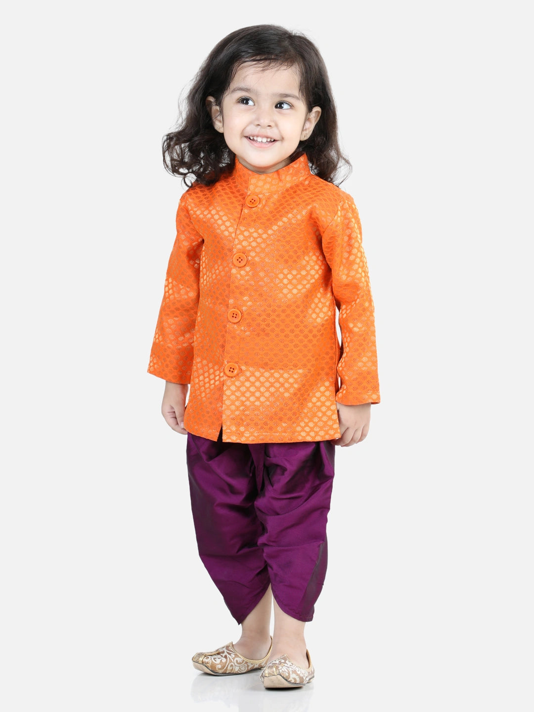 BownBee Full Sleeves Jacquard Detailed Sherwani With Dhoti Sets