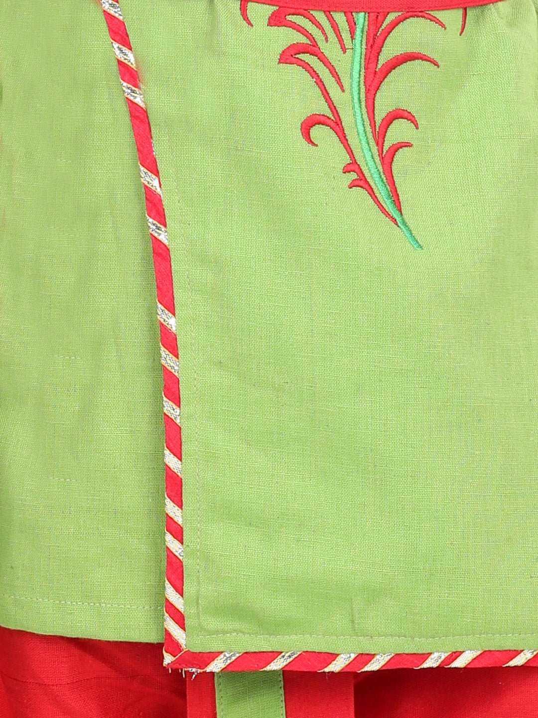 BownBee Cotton Embroidery Dhoti Kurta for Boys-Green Cotton Embroidery Top Dhoti for Girls-Green