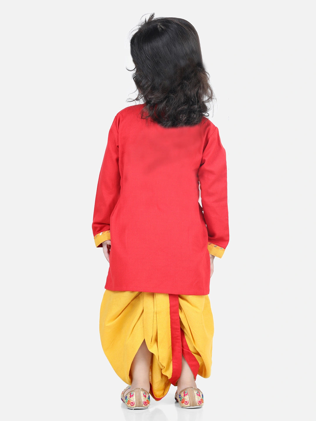 BownBee Full Sleeves Peacock Feather Embroidery Kurta With Dhoti