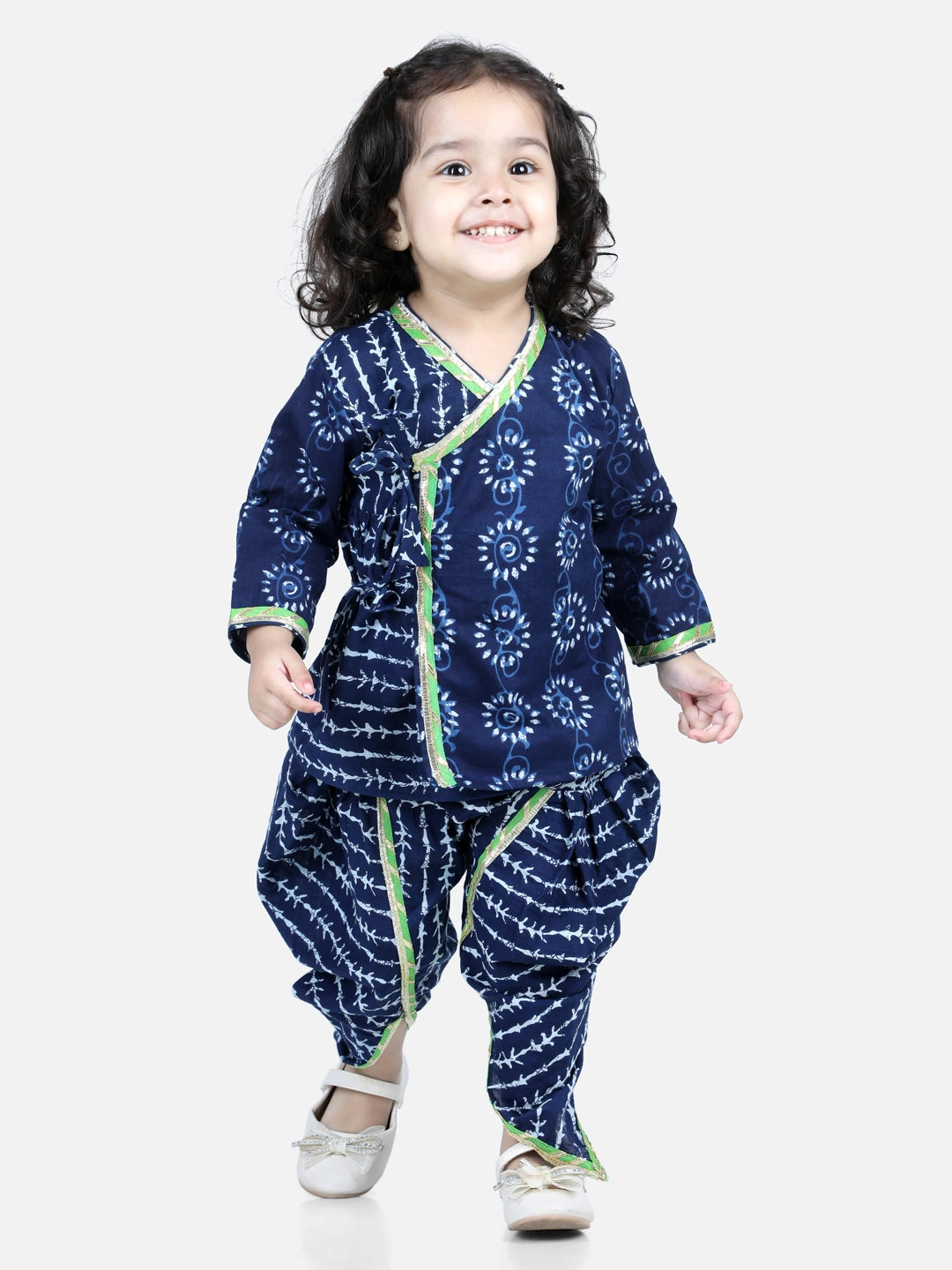 BownBee Front Open Pure Cotton Angrakha Top Dhoti for Girls