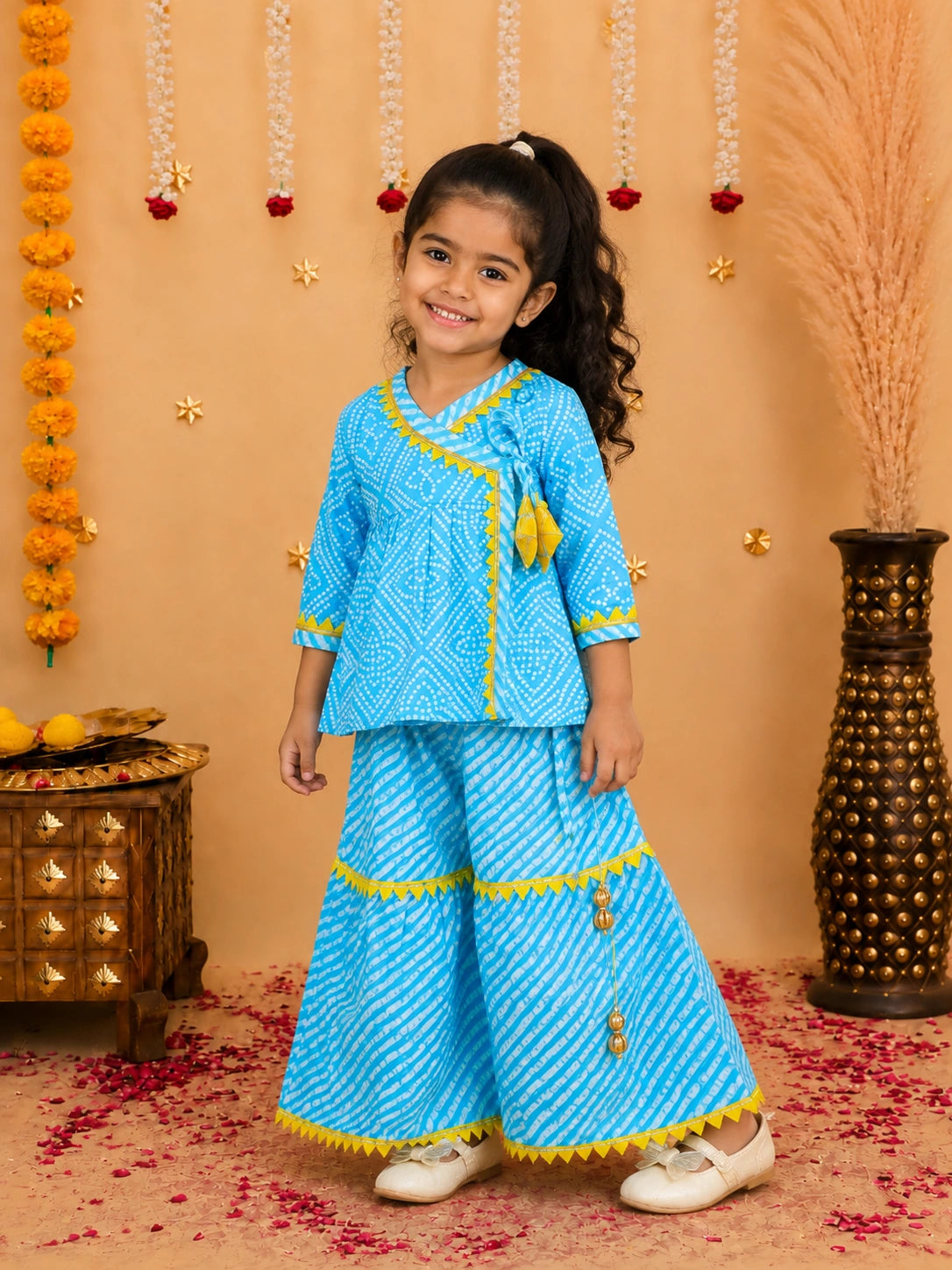Bownbee Block Print Cotton Angrakha with Sharara