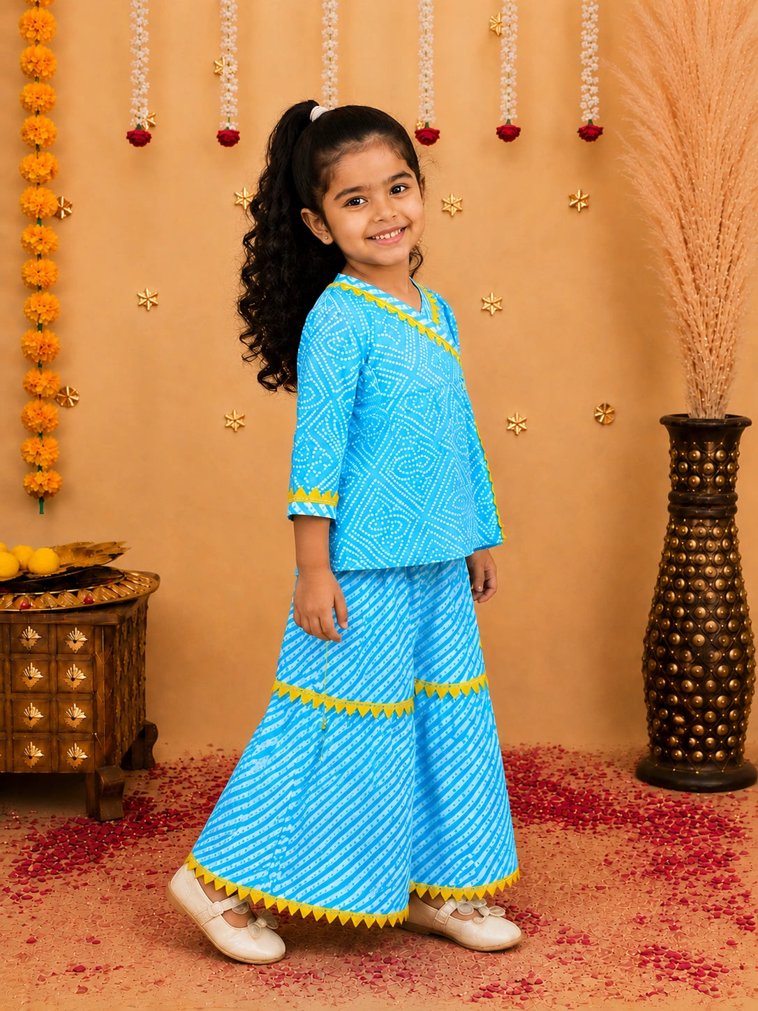 Bownbee Block Print Cotton Angrakha with Sharara