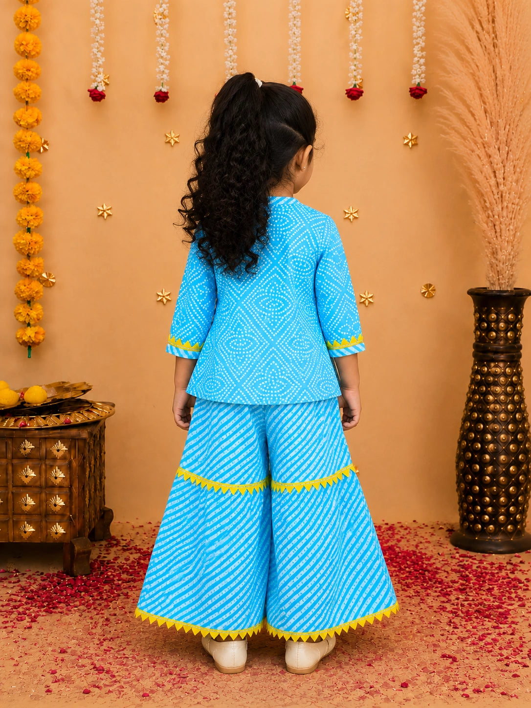 Bownbee Block Print Cotton Angrakha with Sharara