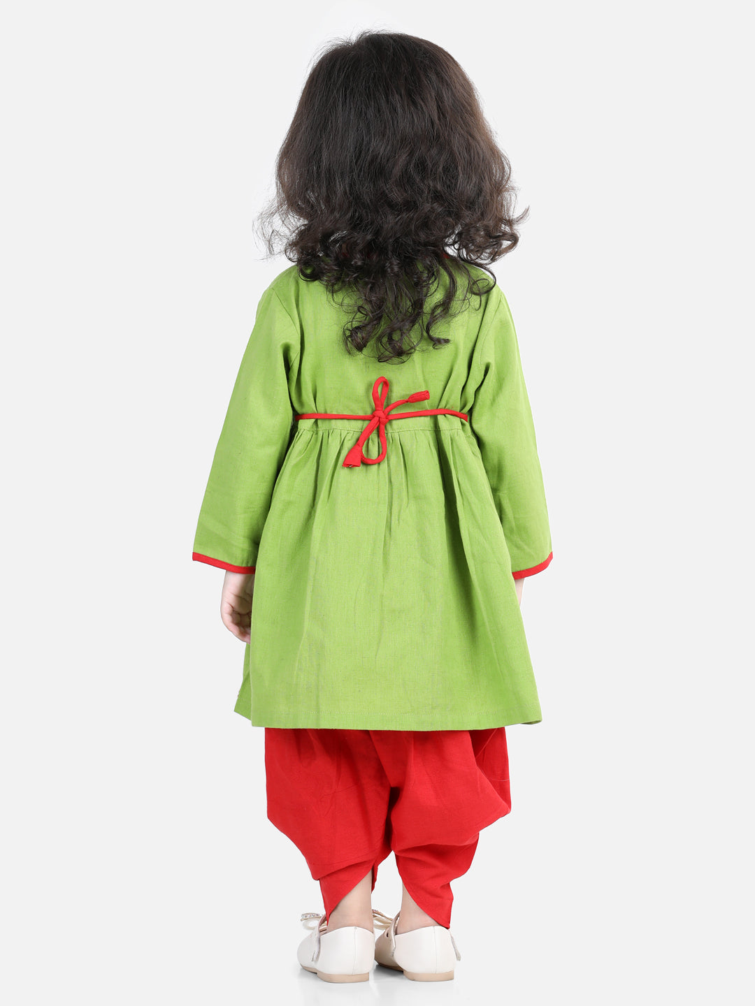 Bownbee Cotton Embroidered Top Dhoti For Girls - Green