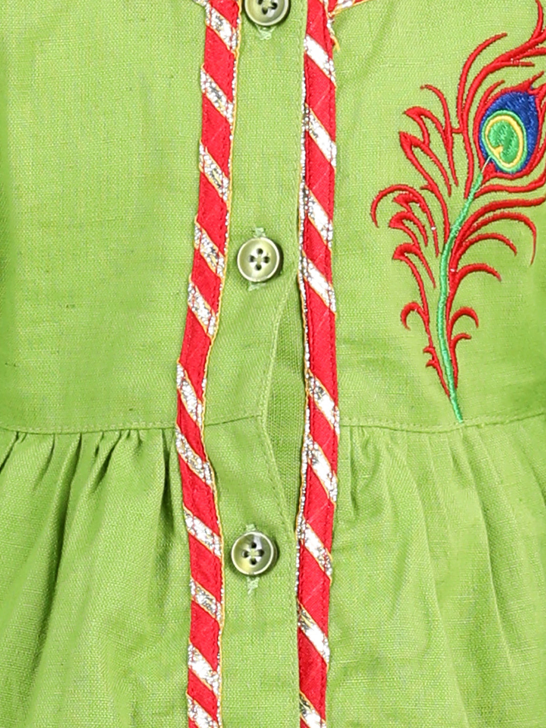 Bownbee Cotton Embroidered Top Dhoti For Girls - Green