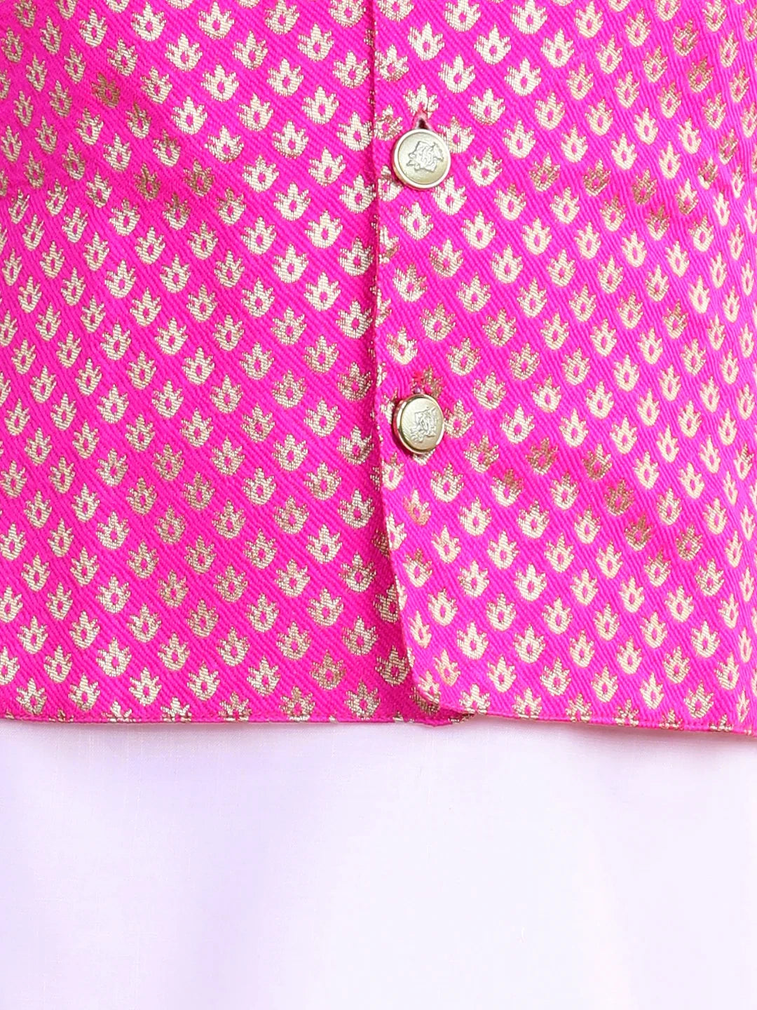 BownBee Full Sleeves Solid Kurta And Pyjama With Sleeveless Ethnic Motif Print Jacket