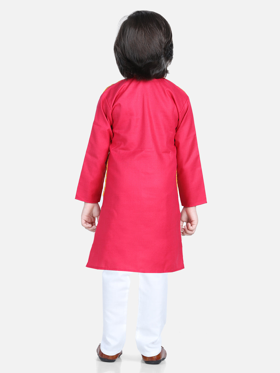 BownBee Sibling Sets Attached Jacquard Jacket Kurta Pajama for Boys Salwar Suit for Girls- Pink