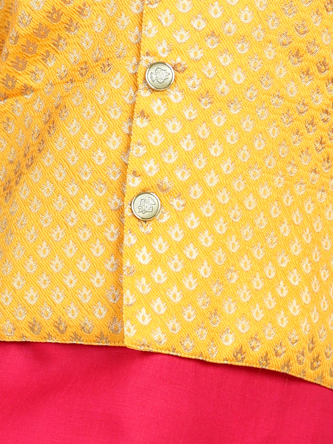 BownBee Attached Jacquard Jacket Kurta Pajama for Boys- Pink