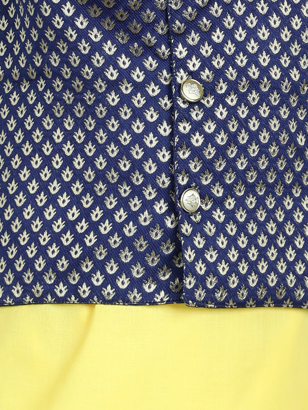 BownBee Attached Jacquard Jacket Kurta Pajama for Boys- Yellow