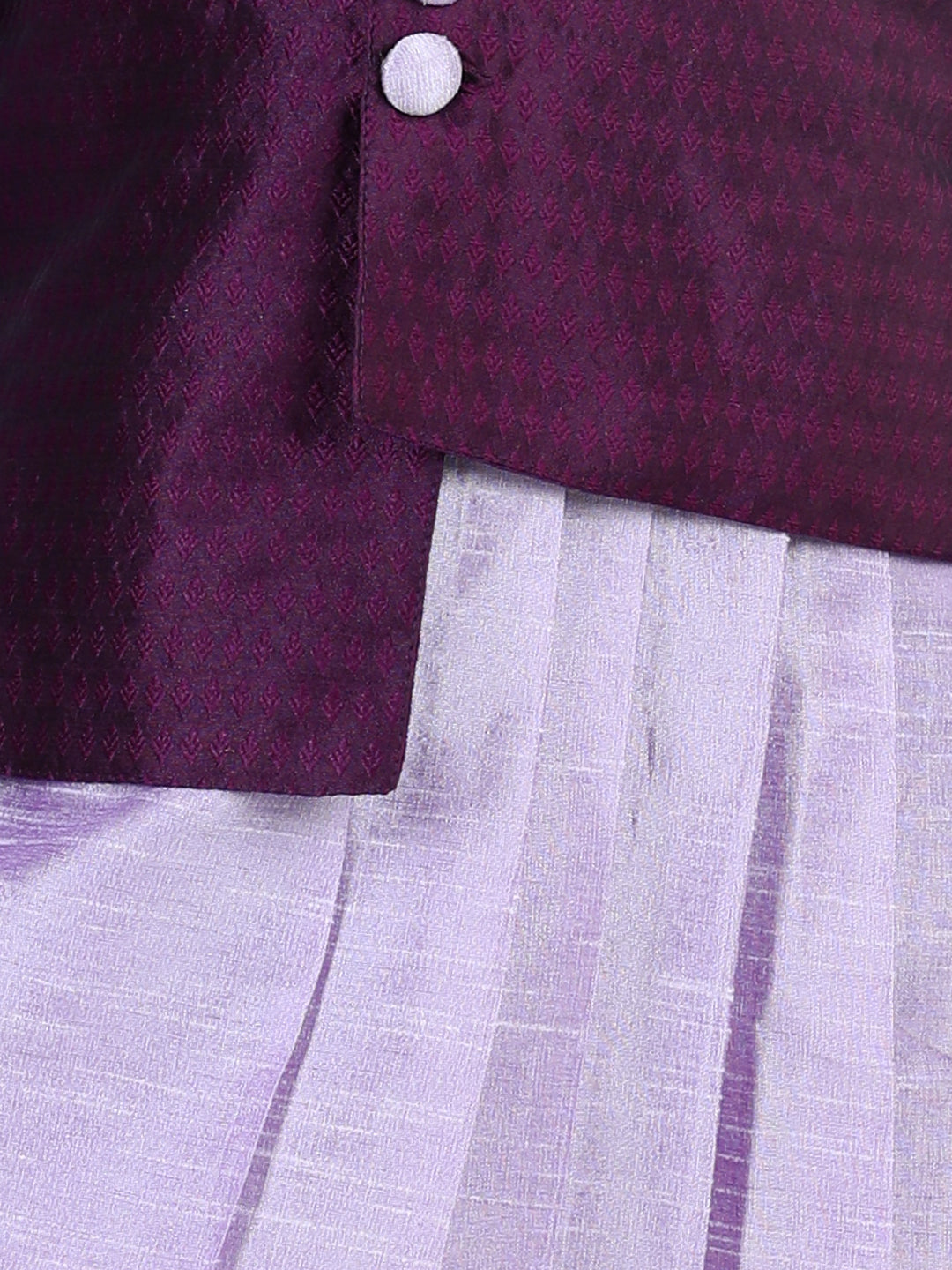 BownBee Assymetric Kurta Pajama with Jacquard Jacket- Purple