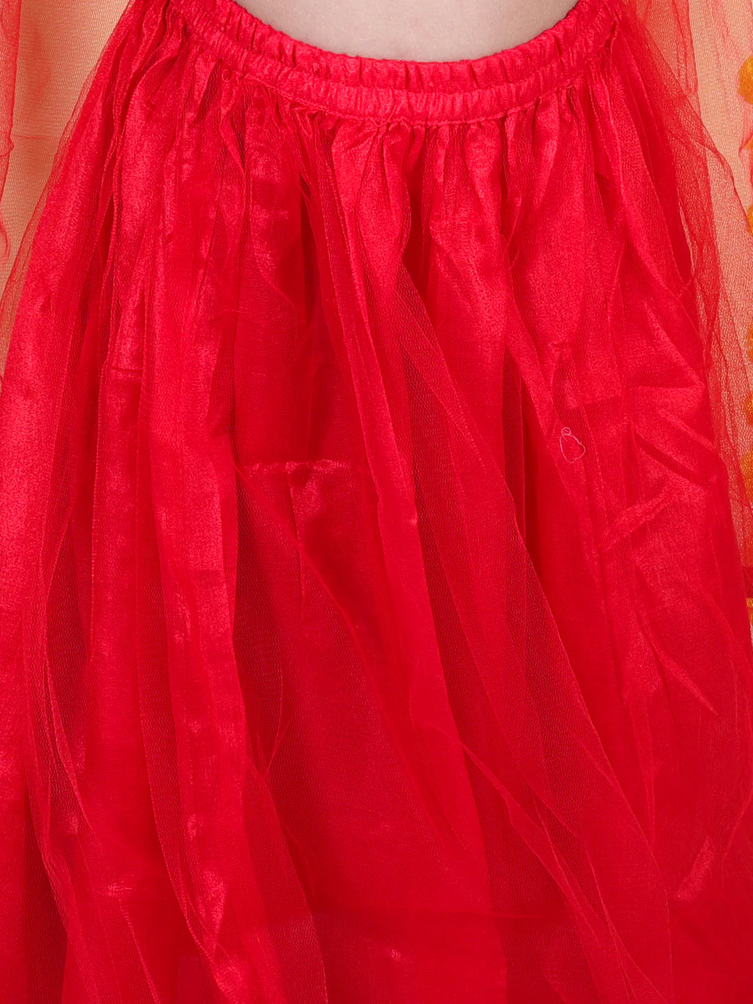 BownBee Girls Jacquard Top with Net Lehenga and Dupatta