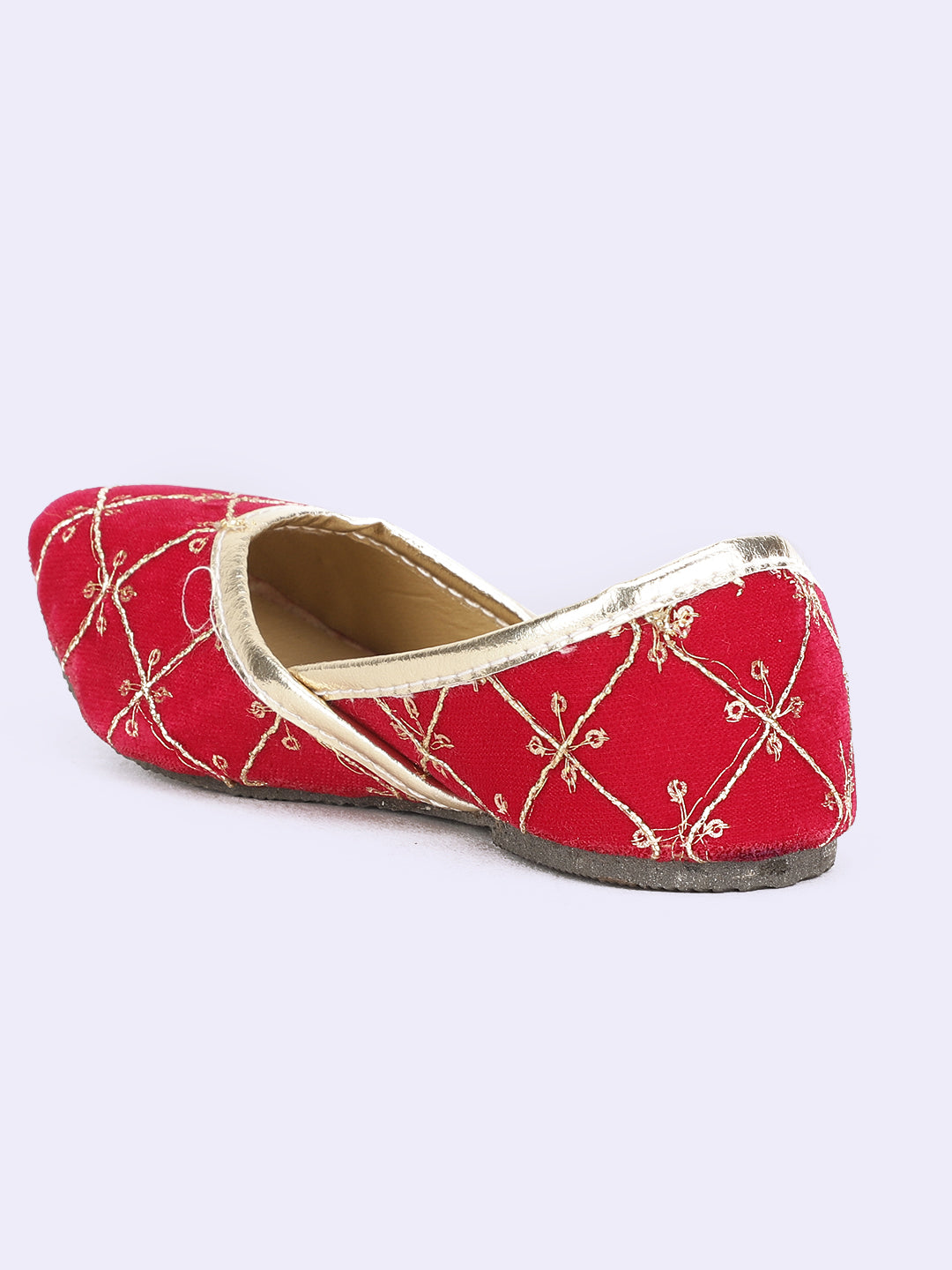 BownBee EmbroideRed Kids Back Open Jutti for Girls- Red