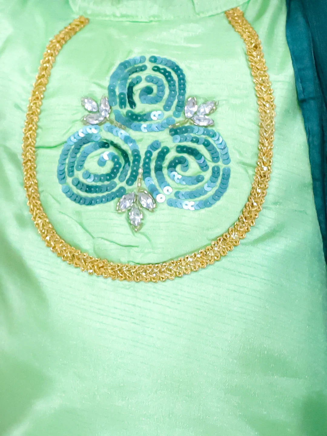 BownBee Hand Embroidered Silk Kurti Salwar with Dupatta for Girls