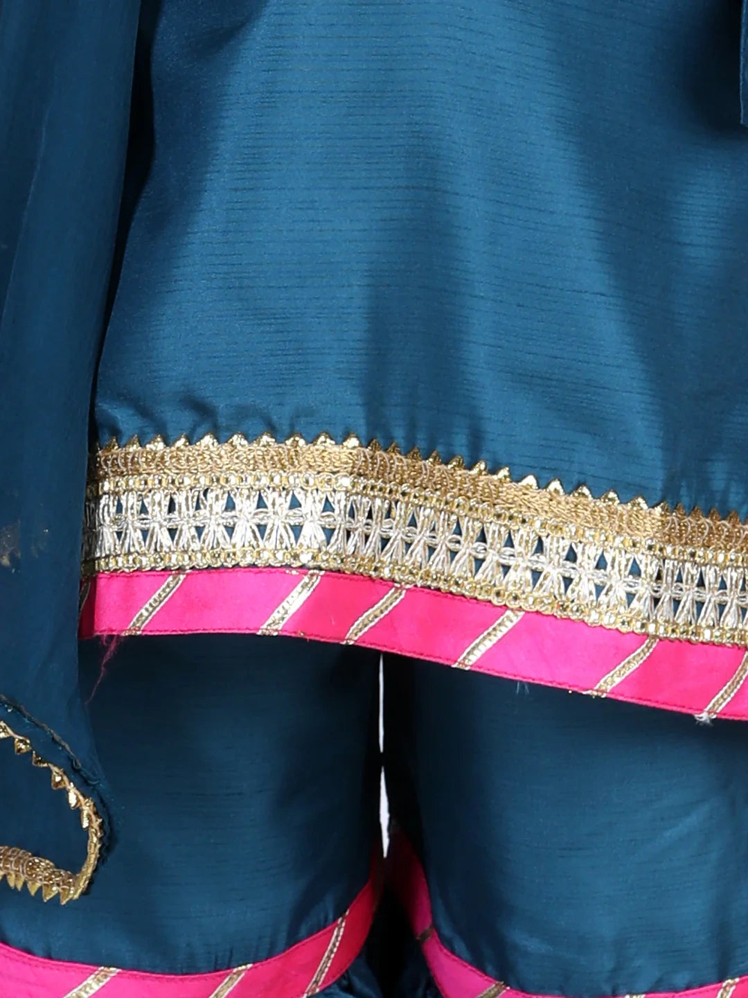 BownBee Bell Sleeve Silk Kurti Sharara Dupatta for Girls
