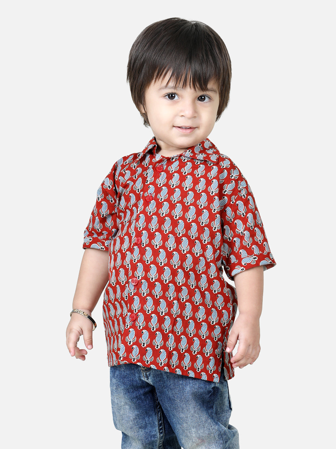 BownBee Sibling sets Pure Cotton Shirt and Kurti with Pant & Dupatta for Girls- Maroon