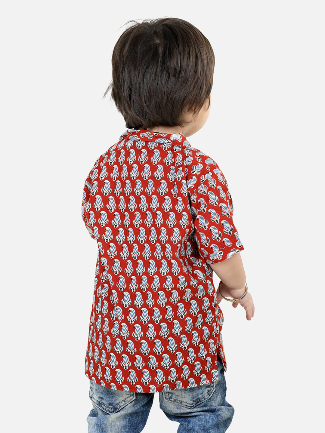 BownBee Sibling sets Pure Cotton Shirt and Kurti with Pant & Dupatta for Girls- Maroon