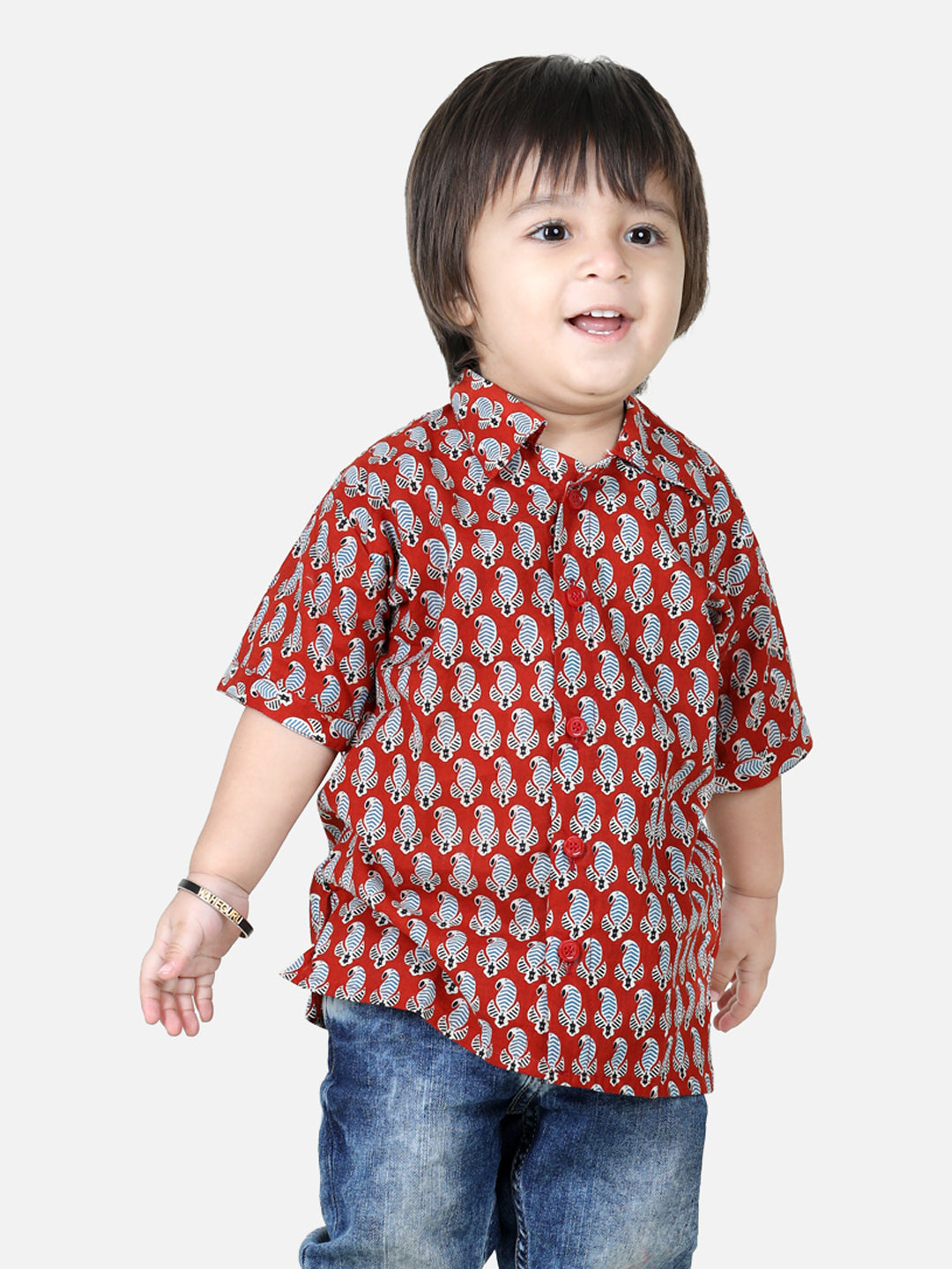 BownBee Sibling sets Pure Cotton Shirt and Kurti with Pant & Dupatta for Girls- Maroon