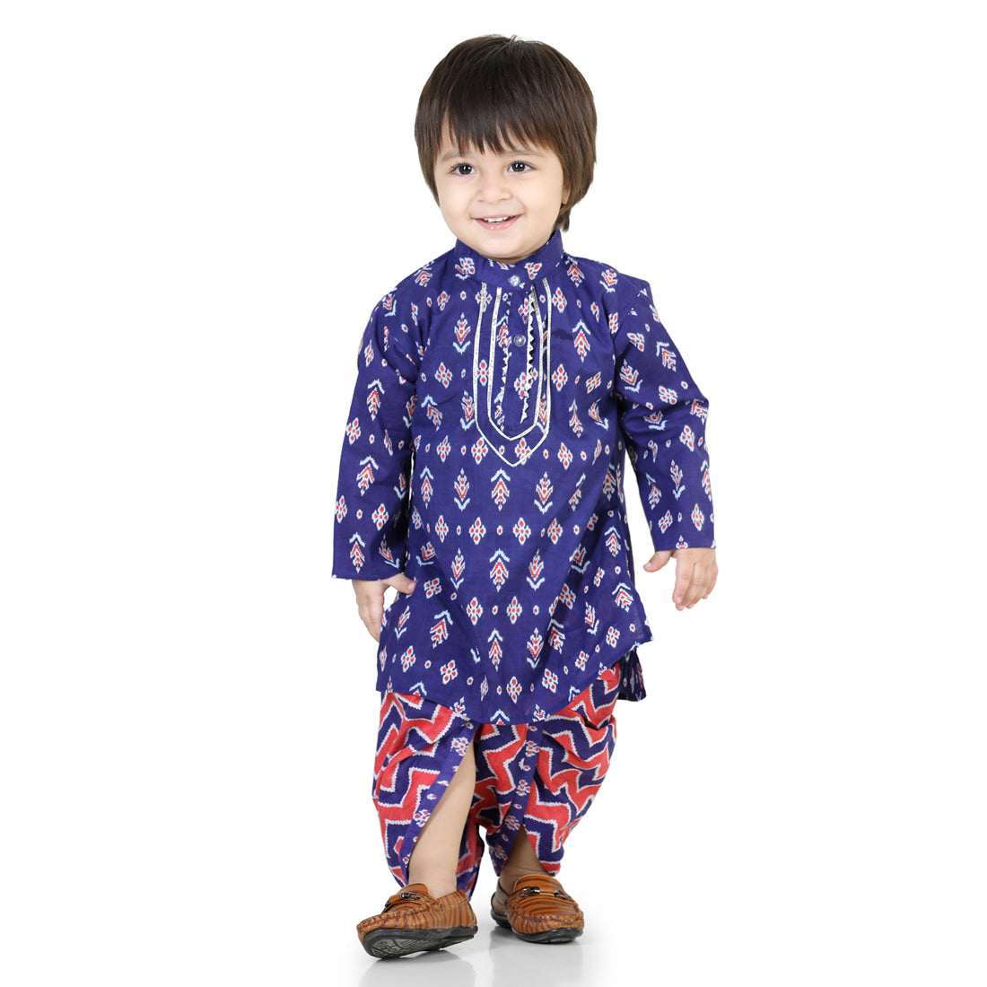 BownBee Pure Cotton Dhoti Kurta & Bandana Set Combo